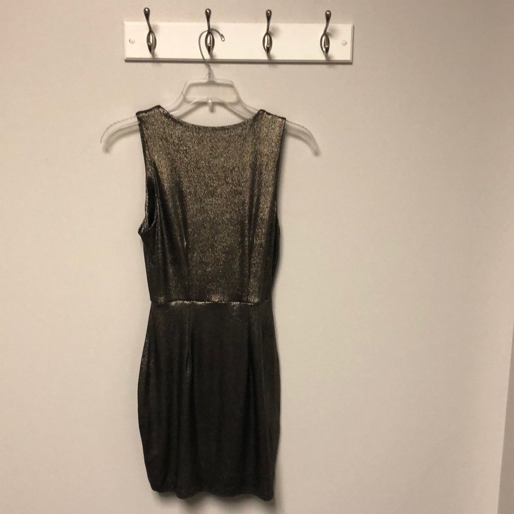 Gold Metallic Ruched Dress - Picture 2 of 2